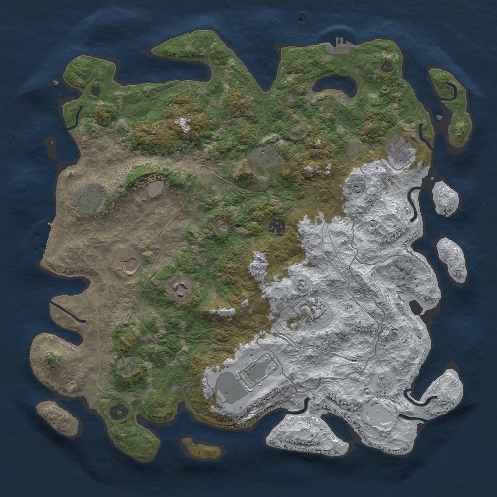 Rust Map: Procedural Map, Size: 4250, Seed: 568906, 18 Monuments