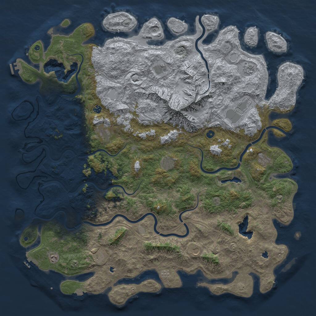 Rust Map: Procedural Map, Size: 6000, Seed: 340005, 17 Monuments