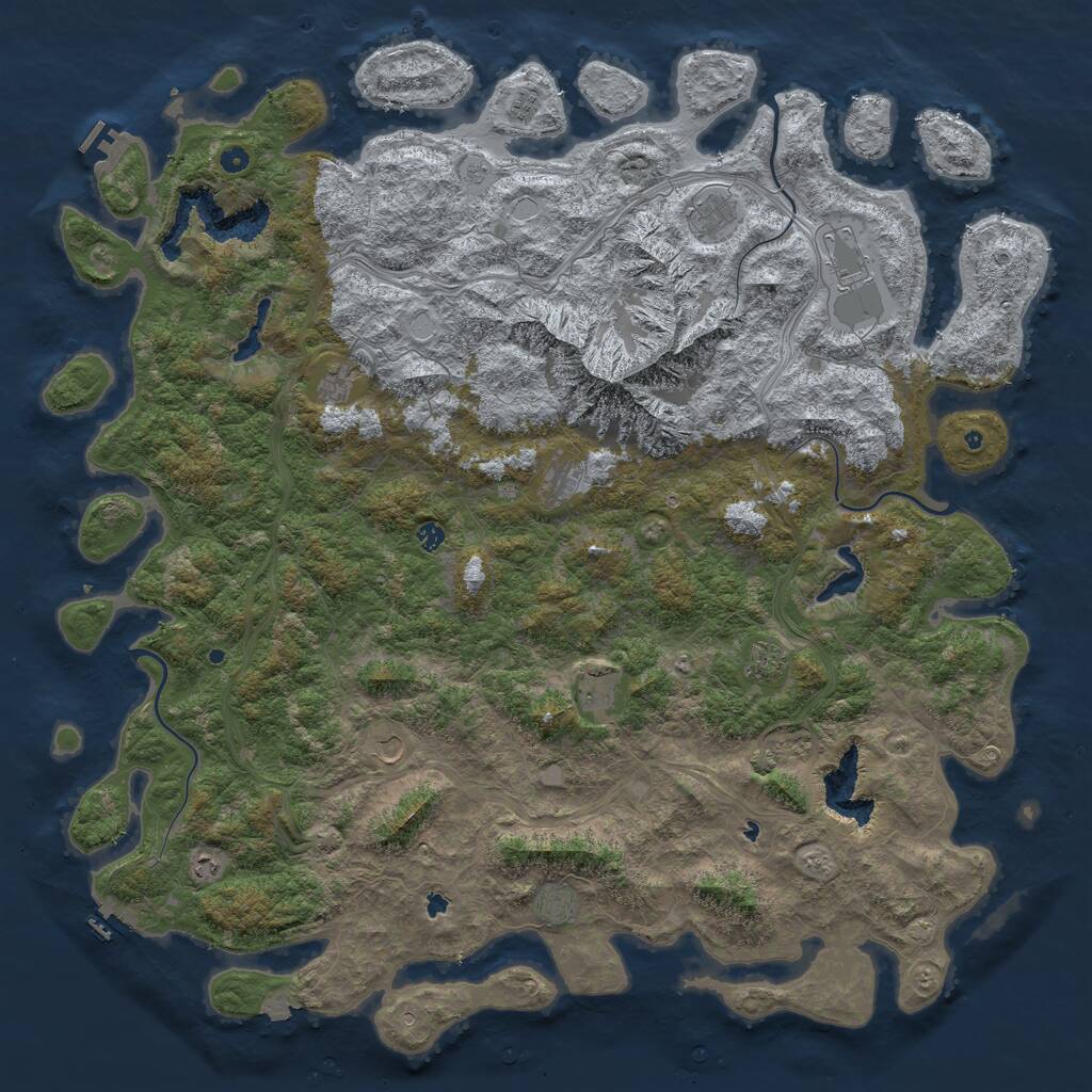 Rust Map: Procedural Map, Size: 6000, Seed: 340005, 17 Monuments