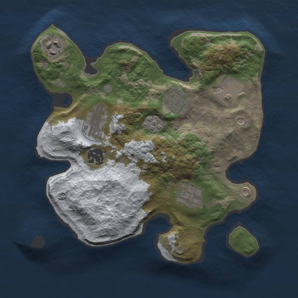 Rust Map: Barren, Size: 2688, Seed: 1476554157, 10 Monuments