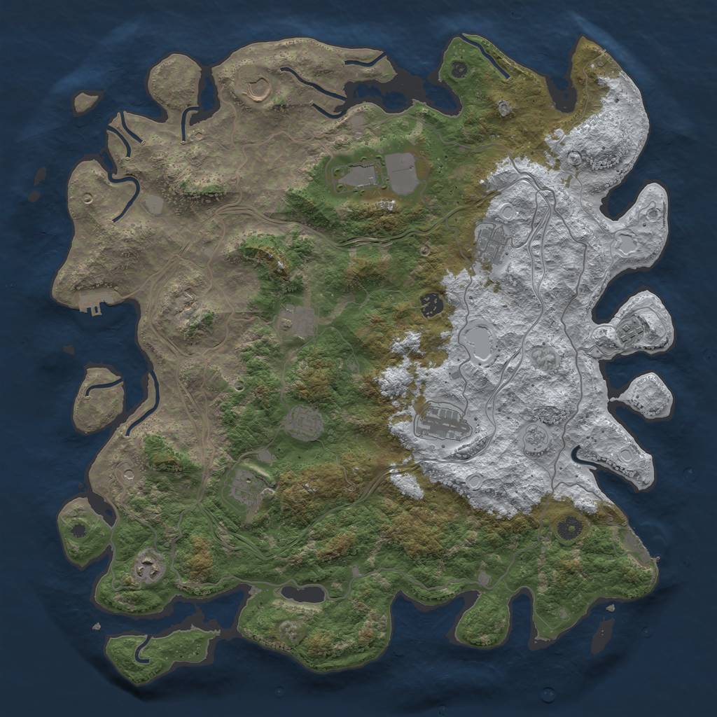Rust Map: Procedural Map, Size: 4500, Seed: 6085173, 19 Monuments