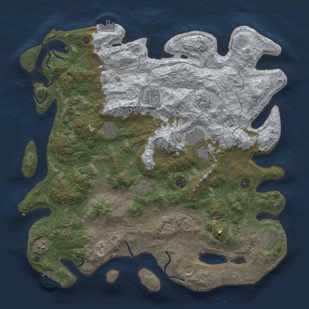 Rust Map: Procedural Map, Size: 4500, Seed: 1444029, 19 Monuments