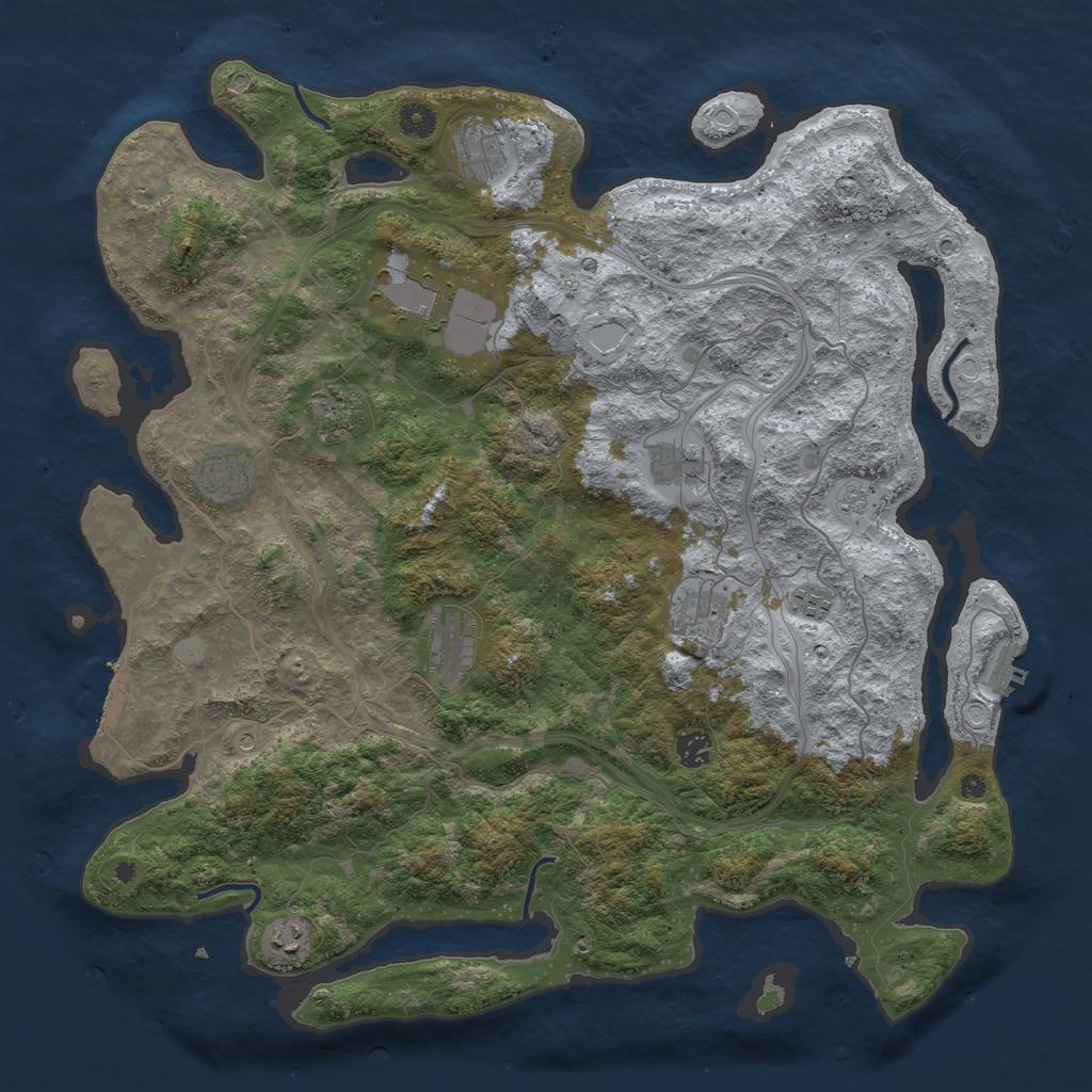 Rust Map: Procedural Map, Size: 4500, Seed: 3250623, 19 Monuments