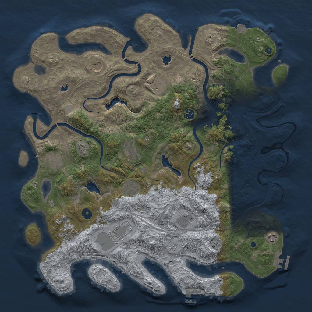Rust Map: Procedural Map, Size: 4500, Seed: 4371231, 17 Monuments
