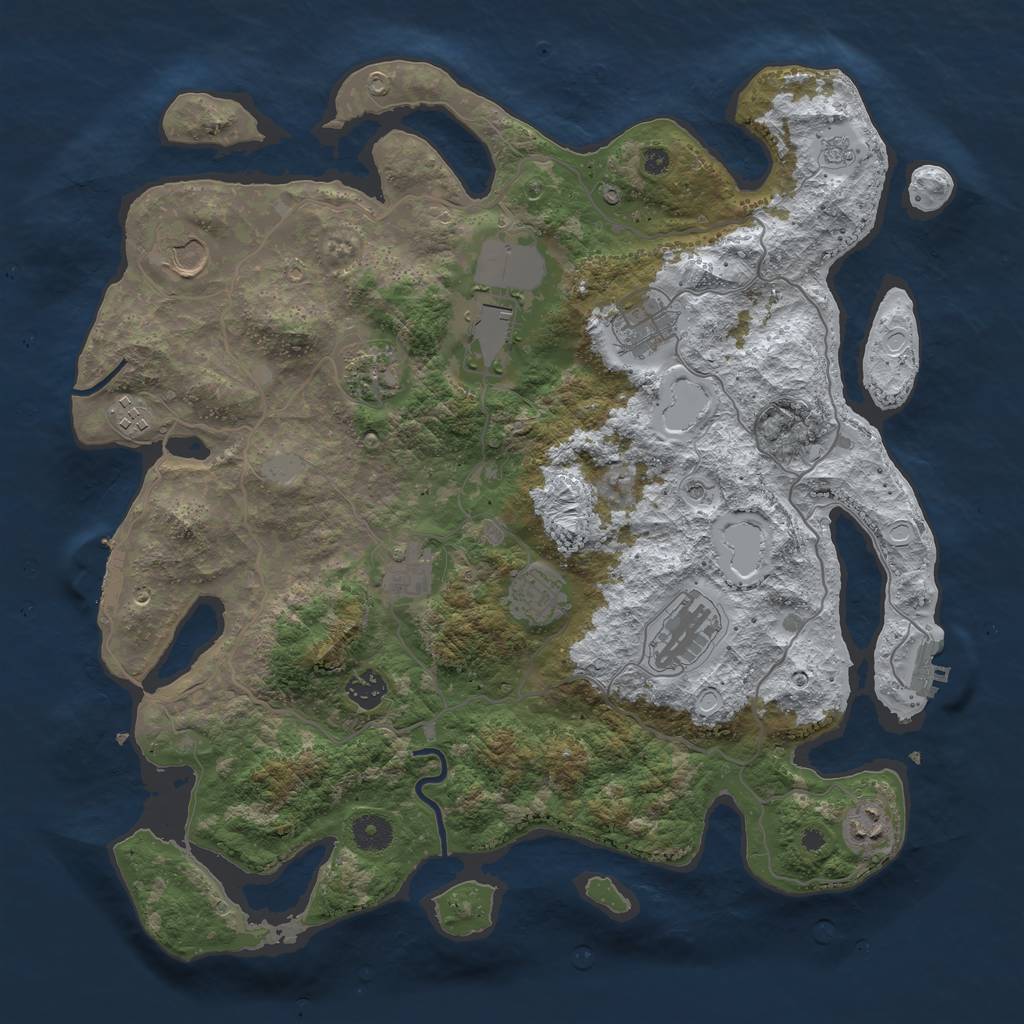 Rust Map: Procedural Map, Size: 4000, Seed: 6942088, 19 Monuments