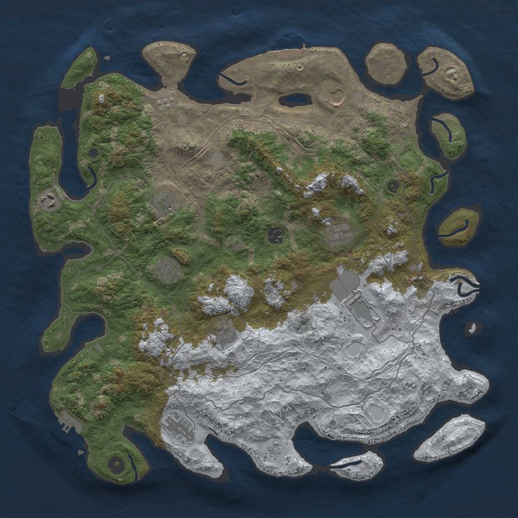 Rust Map: Procedural Map, Size: 4500, Seed: 4759015, 19 Monuments