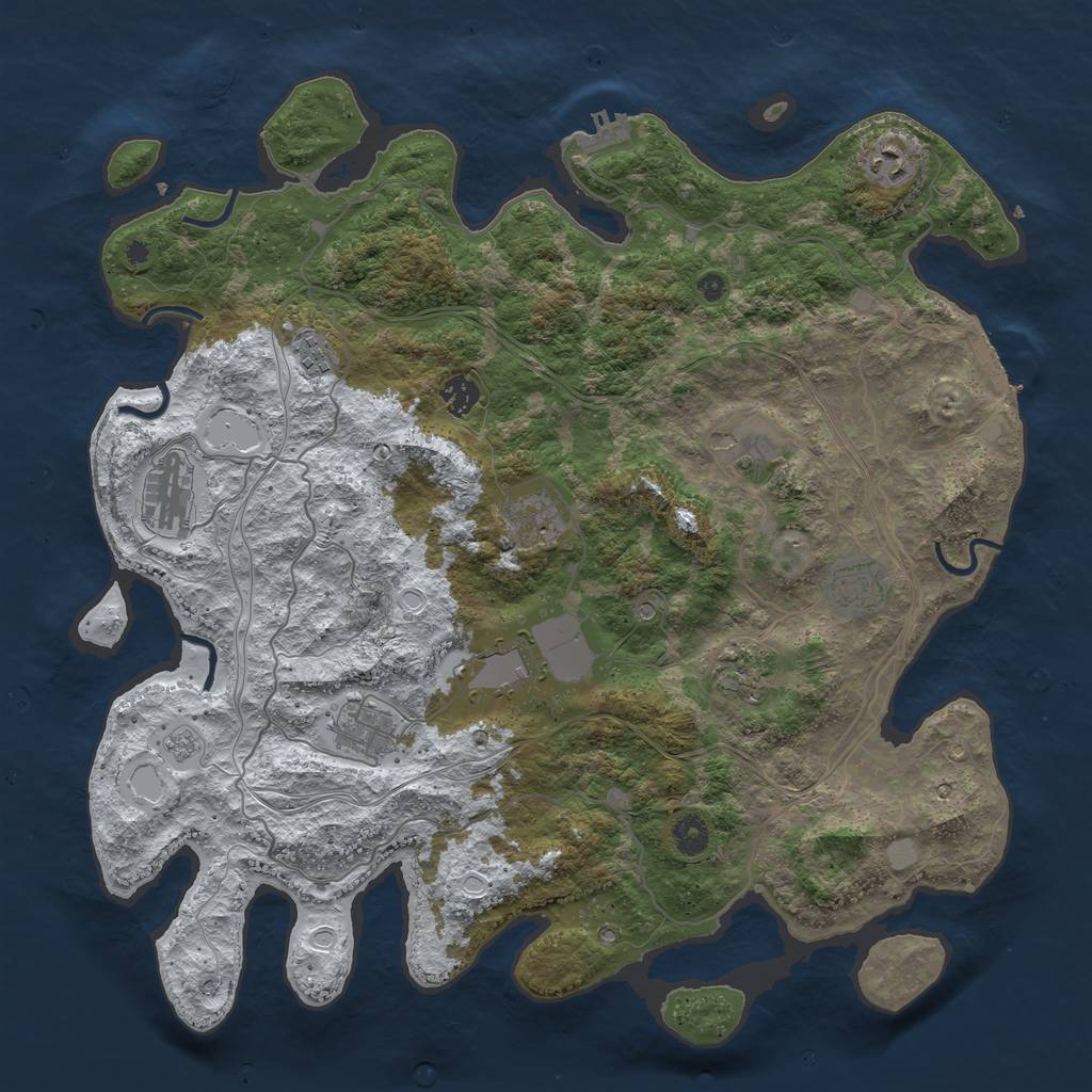 Rust Map: Procedural Map, Size: 4250, Seed: 343995, 19 Monuments