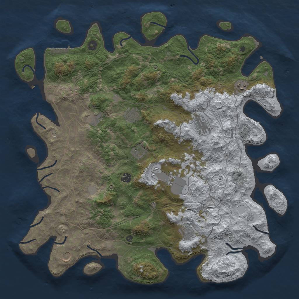 Rust Map: Procedural Map, Size: 4500, Seed: 6238665, 18 Monuments
