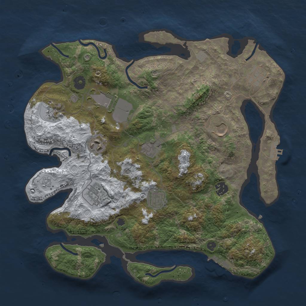 Rust Map: Procedural Map, Size: 3500, Seed: 34455566, 18 Monuments