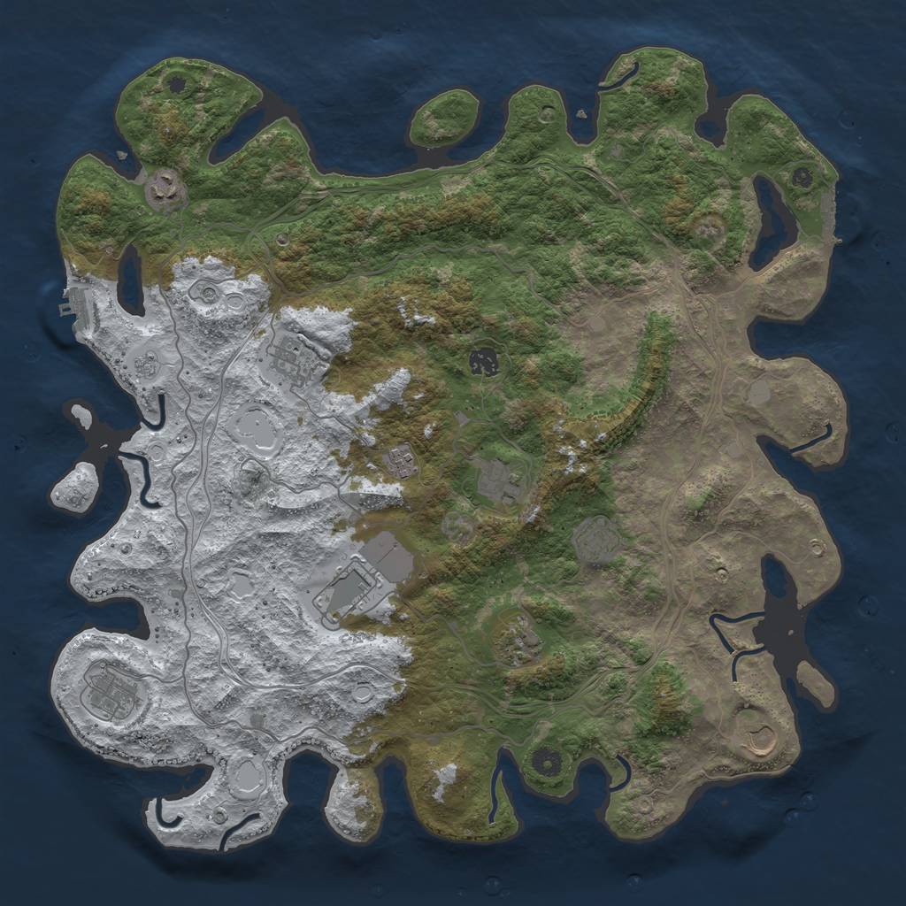 Rust Map: Procedural Map, Size: 4500, Seed: 3608314, 19 Monuments