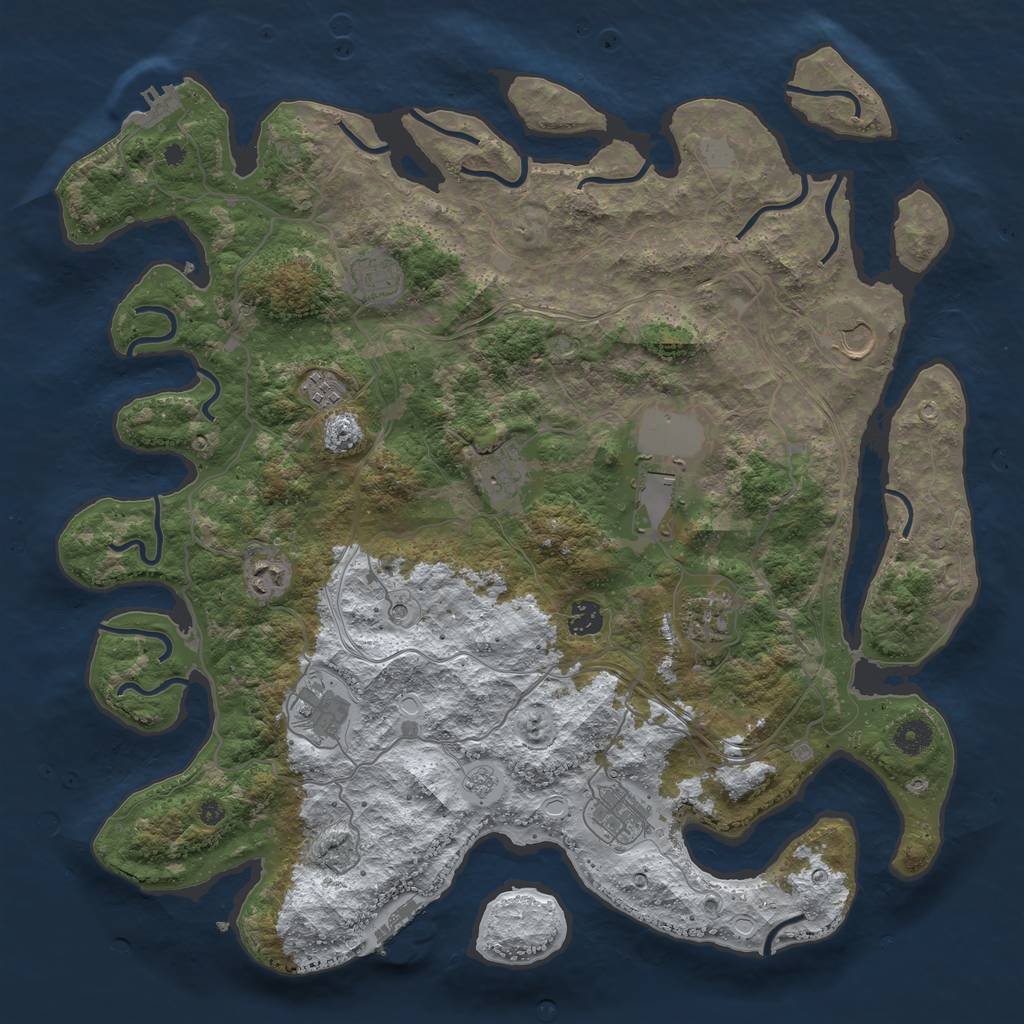Rust Map: Procedural Map, Size: 4250, Seed: 5076890, 19 Monuments