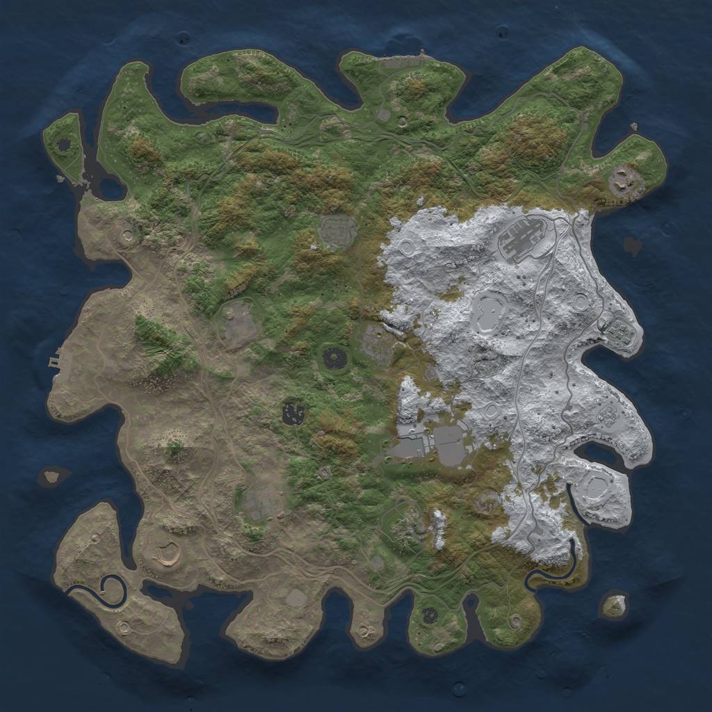 Rust Map: Procedural Map, Size: 4500, Seed: 5520763, 20 Monuments