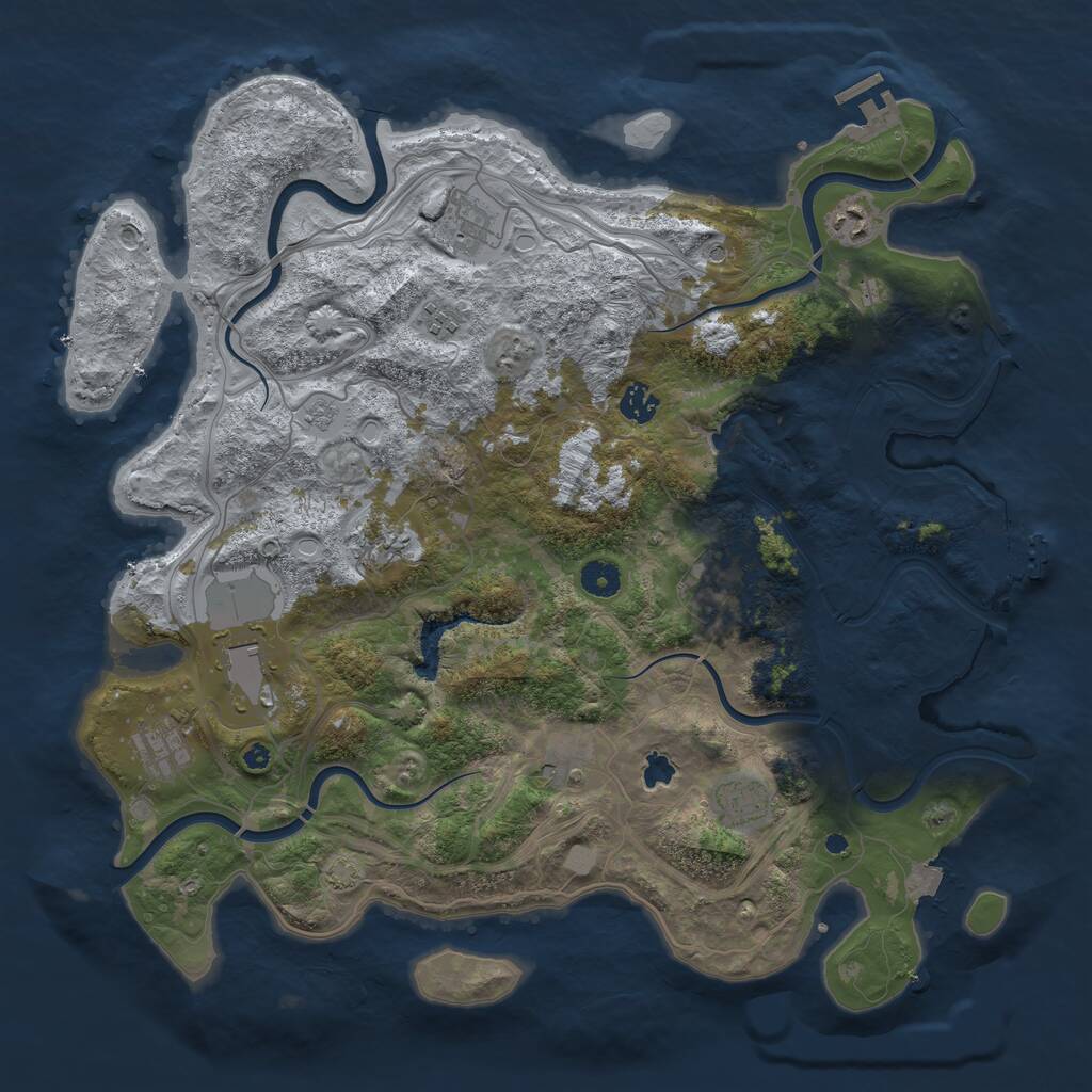 Rust Map: Procedural Map, Size: 4250, Seed: 3911921, 16 Monuments