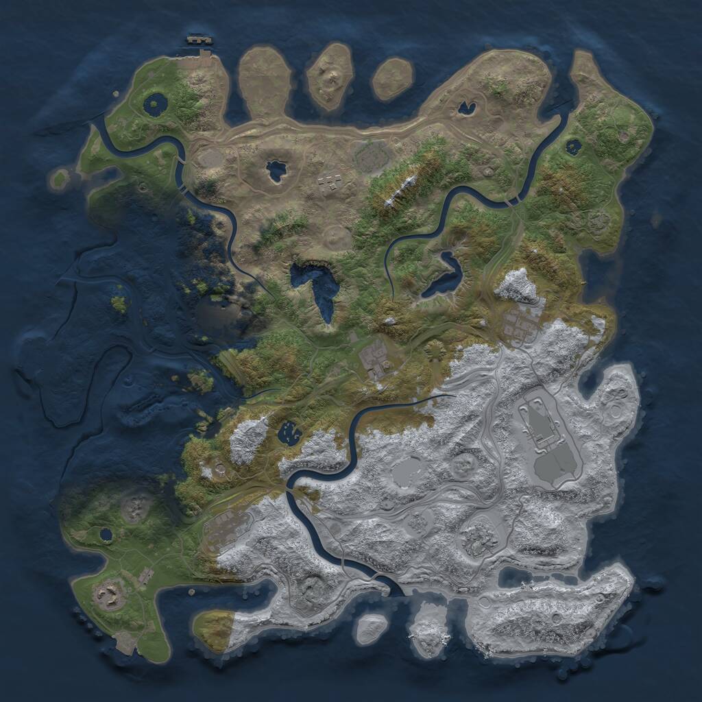 Rust Map: Procedural Map, Size: 4500, Seed: 4305052, 16 Monuments