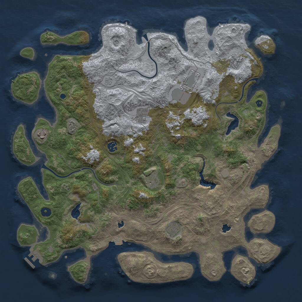 Rust Map: Procedural Map, Size: 4500, Seed: 2708271, 13 Monuments