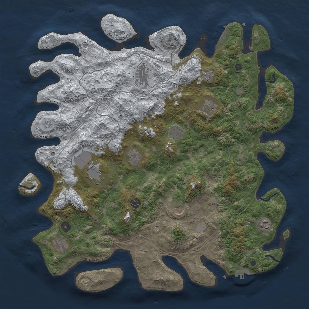 Rust Map: Procedural Map, Size: 4500, Seed: 3579494, 19 Monuments