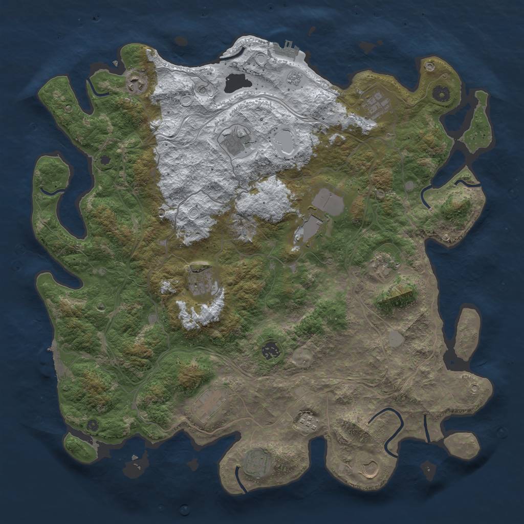 Rust Map: Procedural Map, Size: 4500, Seed: 5731957, 20 Monuments