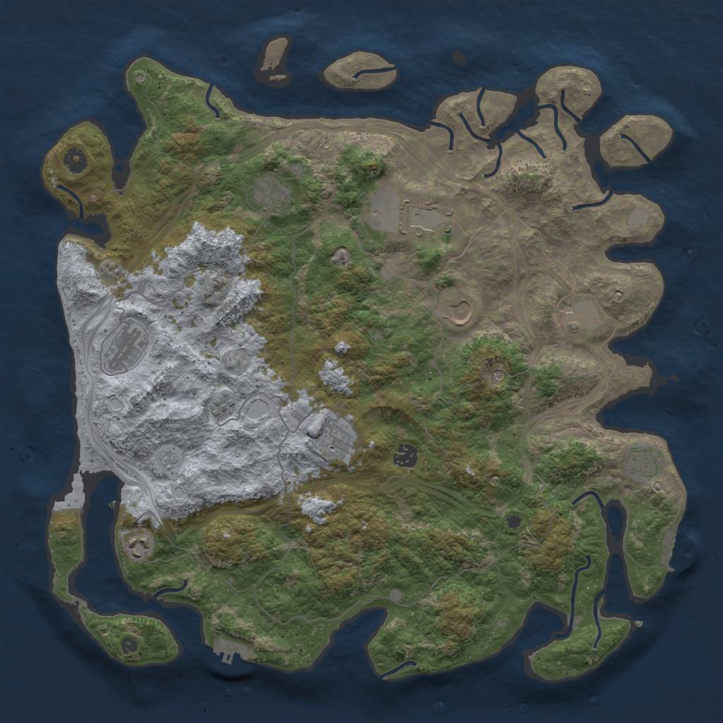 Rust Map: Procedural Map, Size: 4500, Seed: 2761737, 19 Monuments