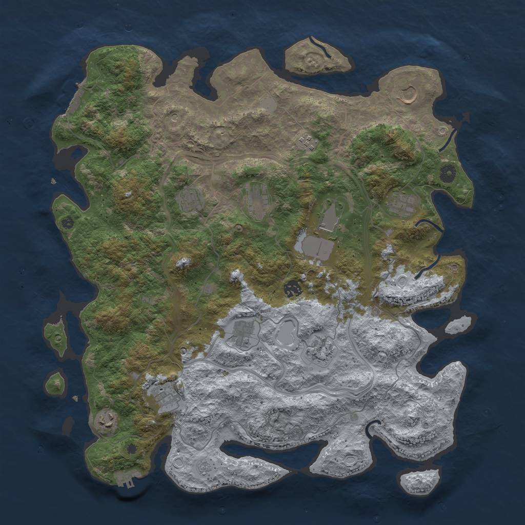 Rust Map: Procedural Map, Size: 4500, Seed: 4688219, 18 Monuments