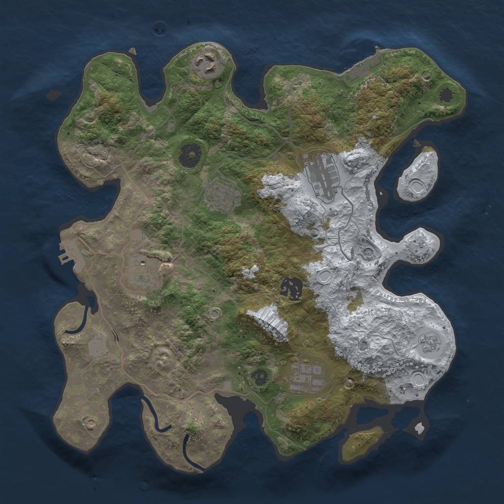 Rust Map: Procedural Map, Size: 3200, Seed: 1854625475, 15 Monuments