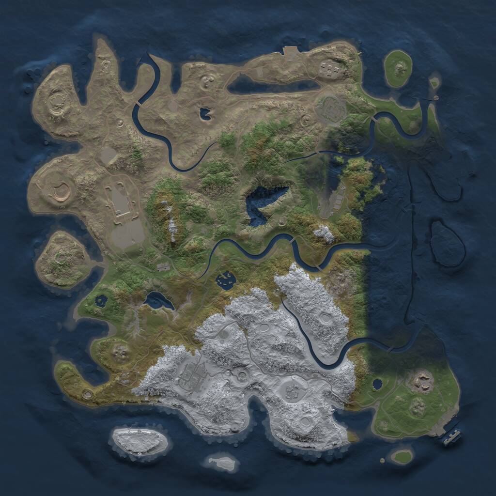 Rust Map: Procedural Map, Size: 4000, Seed: 308, 14 Monuments