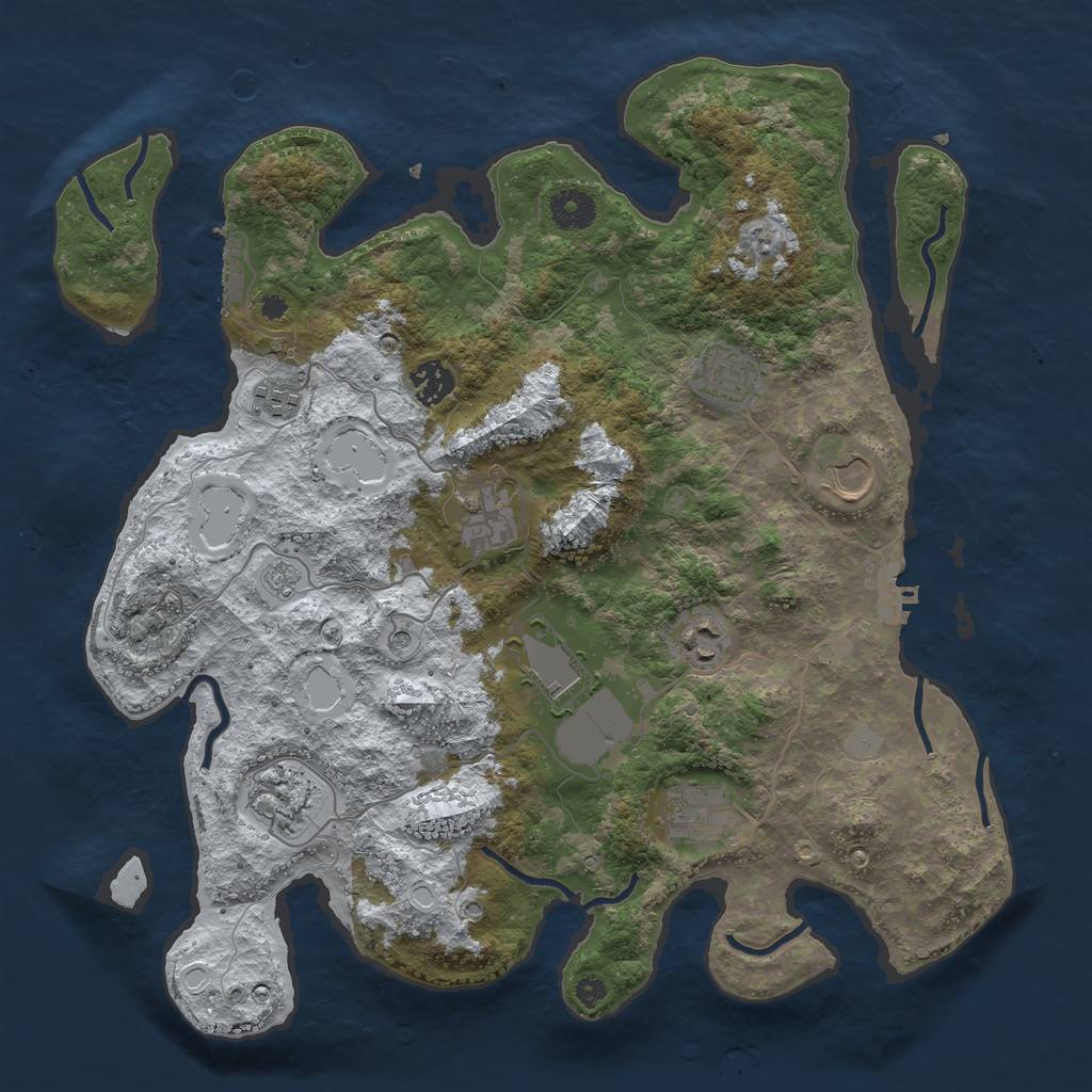 Rust Map: Procedural Map, Size: 3750, Seed: 1001714444, 18 Monuments