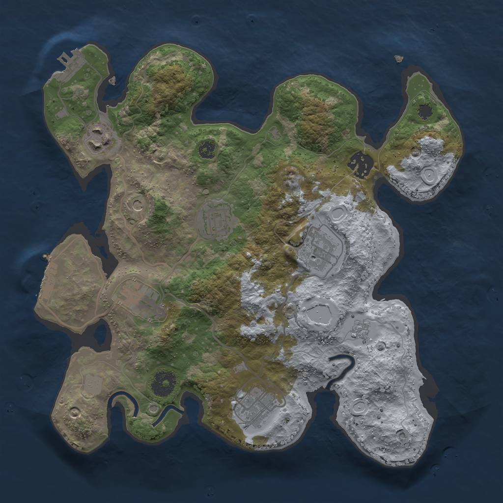Rust Map: Procedural Map, Size: 3000, Seed: 1010307359, 15 Monuments