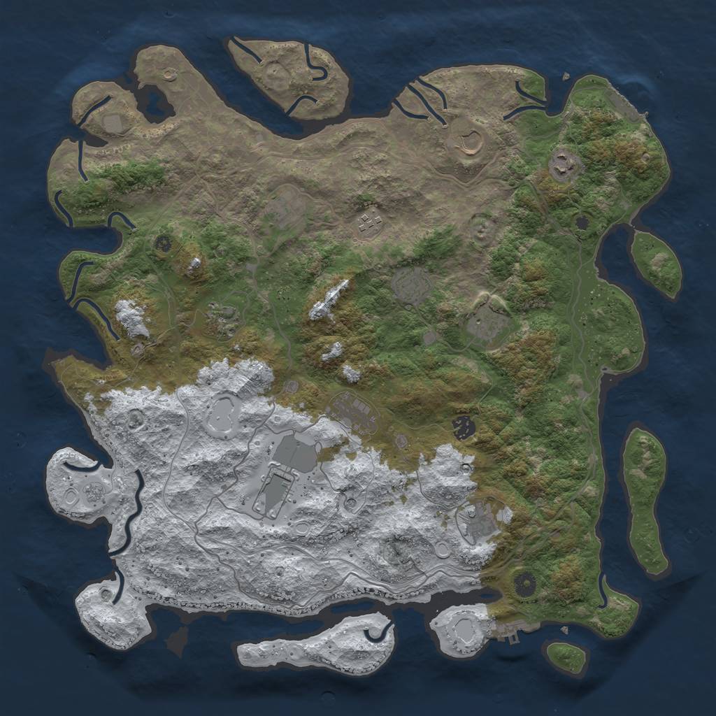 Rust Map: Procedural Map, Size: 4500, Seed: 2333216, 20 Monuments