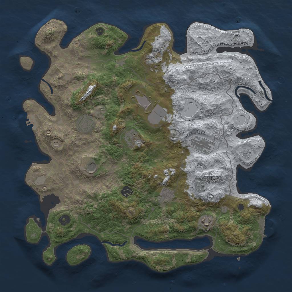 Rust Map: Procedural Map, Size: 4000, Seed: 878542, 19 Monuments