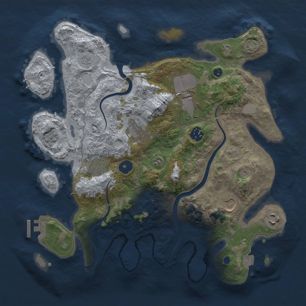 Rust Map: Procedural Map, Size: 3500, Seed: 608011709, 12 Monuments