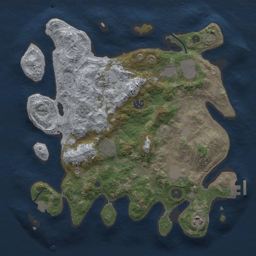Rust Map: Procedural Map, Size: 3500, Seed: 608011709, 12 Monuments