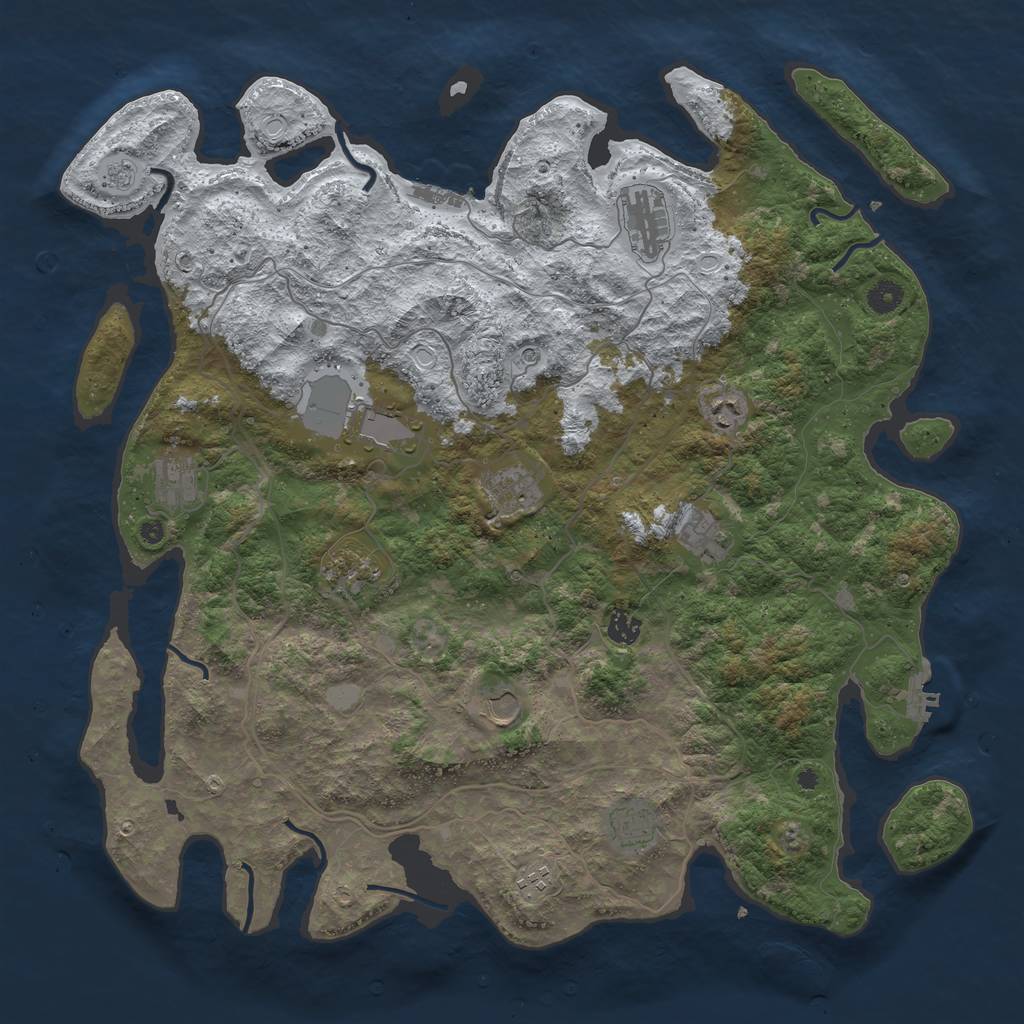 Rust Map: Procedural Map, Size: 4500, Seed: 2294478, 20 Monuments