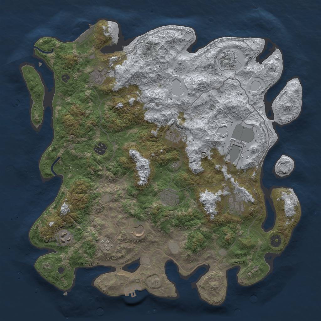 Rust Map: Procedural Map, Size: 4000, Seed: 782583, 19 Monuments