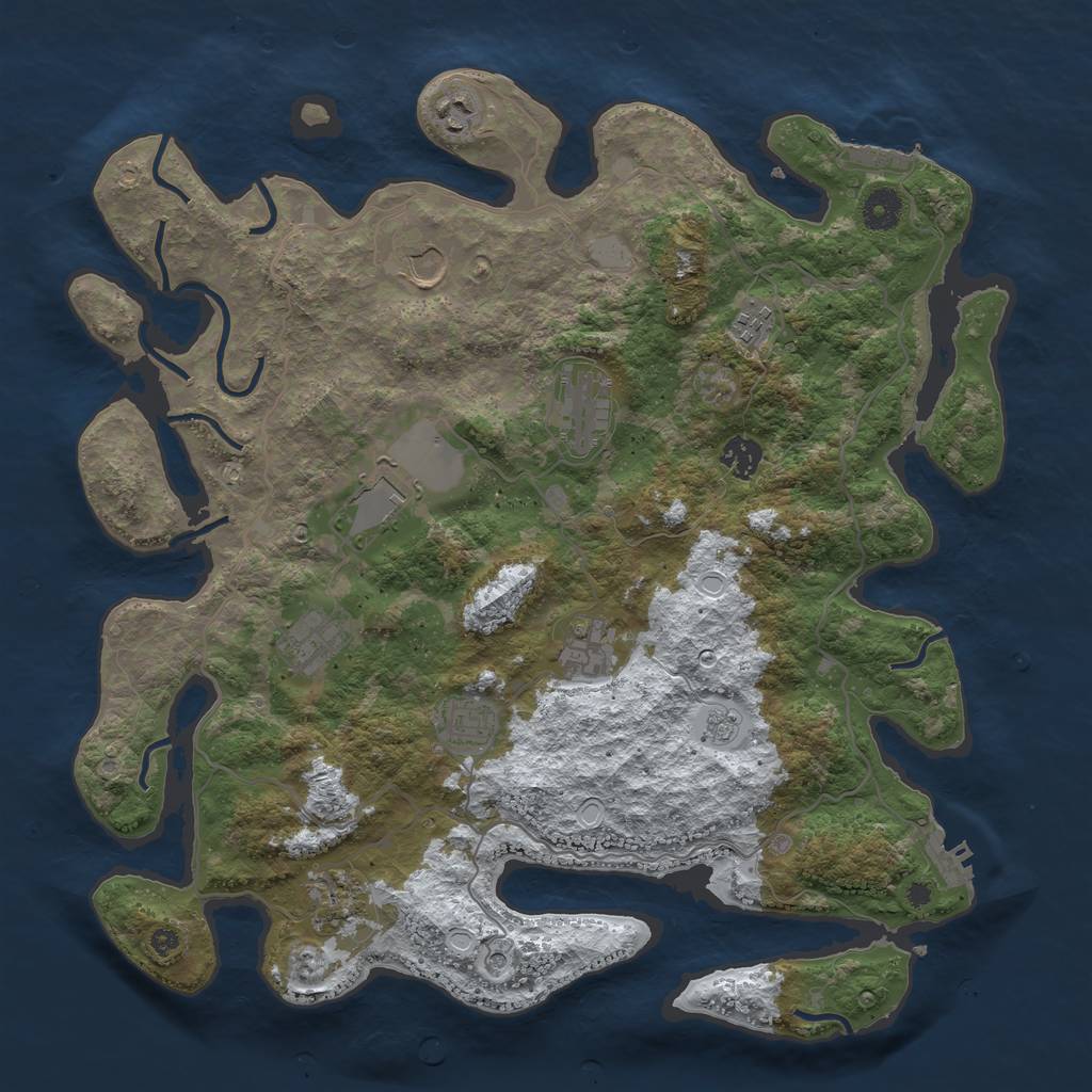 Rust Map: Procedural Map, Size: 4000, Seed: 566117, 19 Monuments