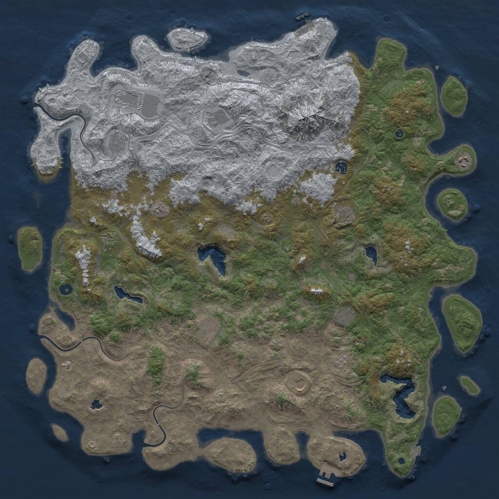 Rust Map: Procedural Map, Size: 6000, Seed: 878428, 17 Monuments