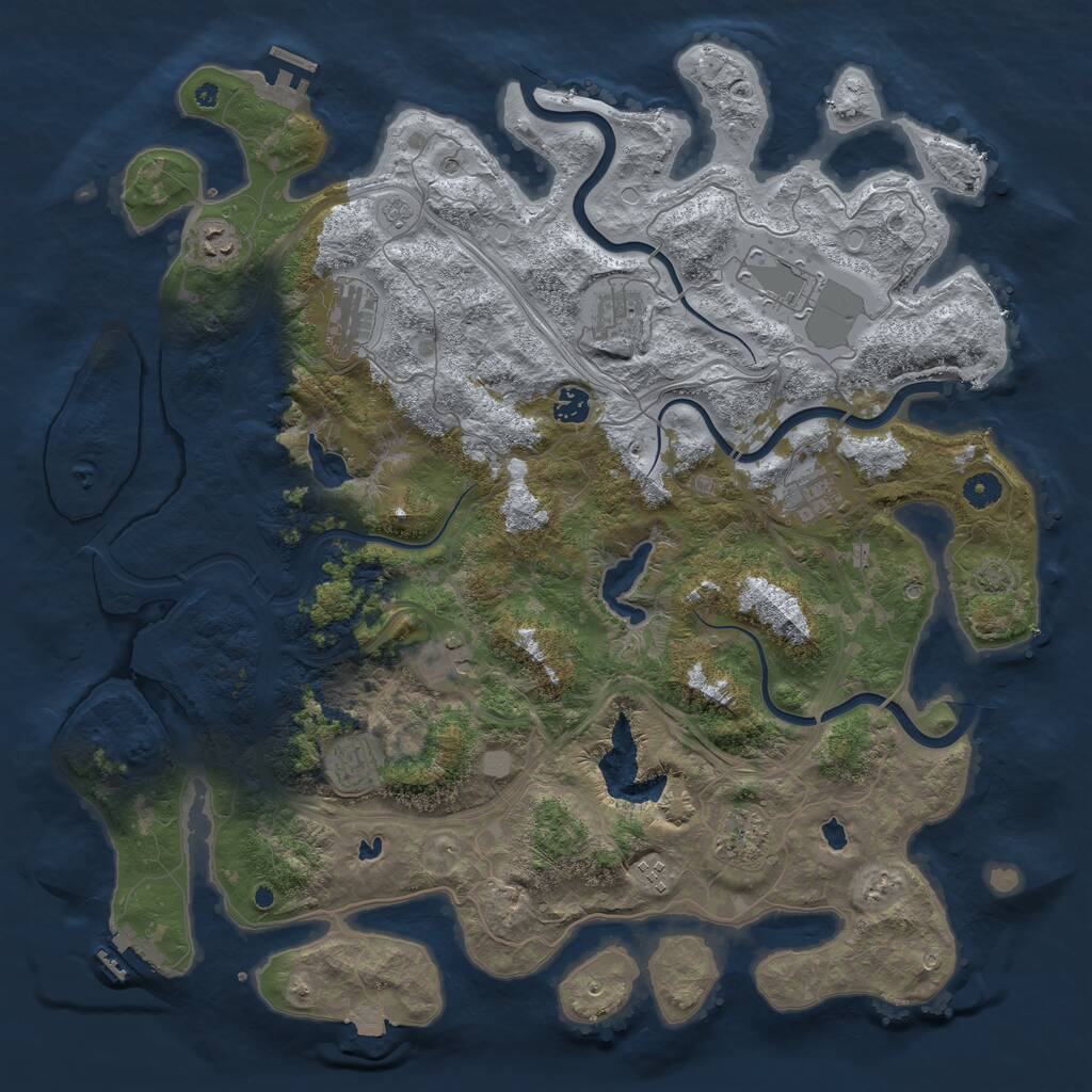 Rust Map: Procedural Map, Size: 4500, Seed: 4030320, 16 Monuments