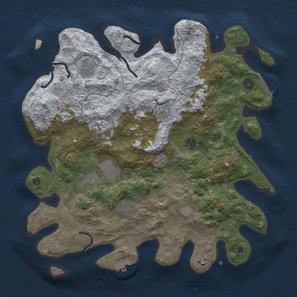 Rust Map: Procedural Map, Size: 4000, Seed: 525993, 18 Monuments
