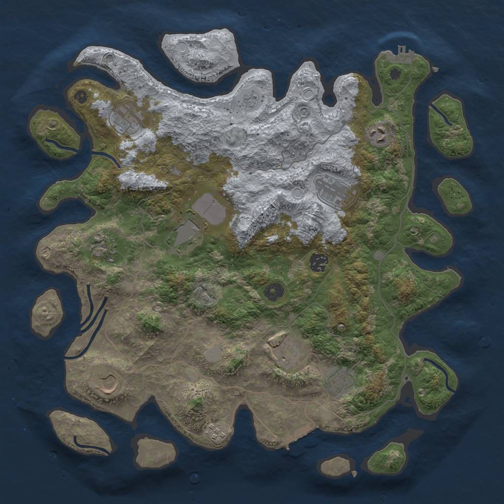 Rust Map: Procedural Map, Size: 4000, Seed: 785346, 19 Monuments