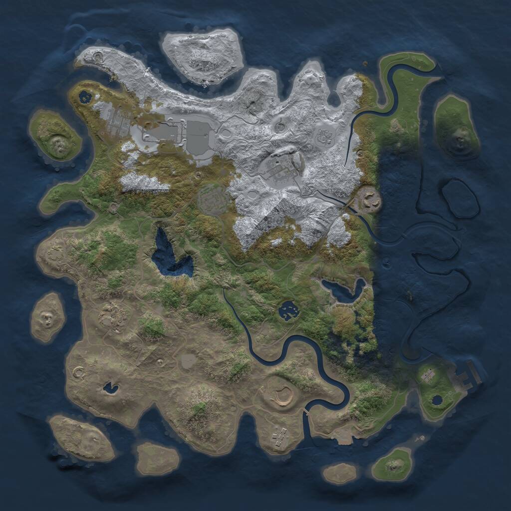 Rust Map: Procedural Map, Size: 4000, Seed: 785346, 14 Monuments