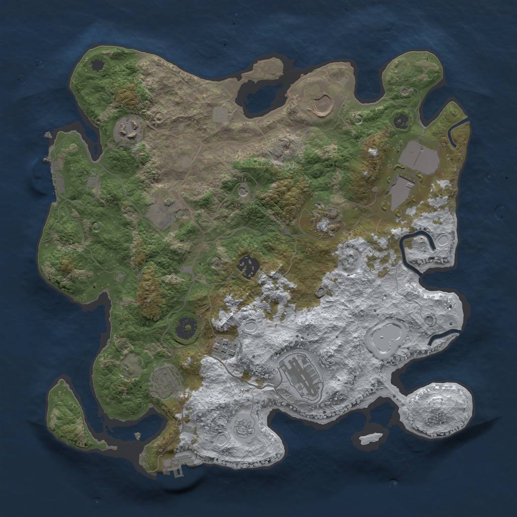 Rust Map: Procedural Map, Size: 3500, Seed: 98456, 18 Monuments