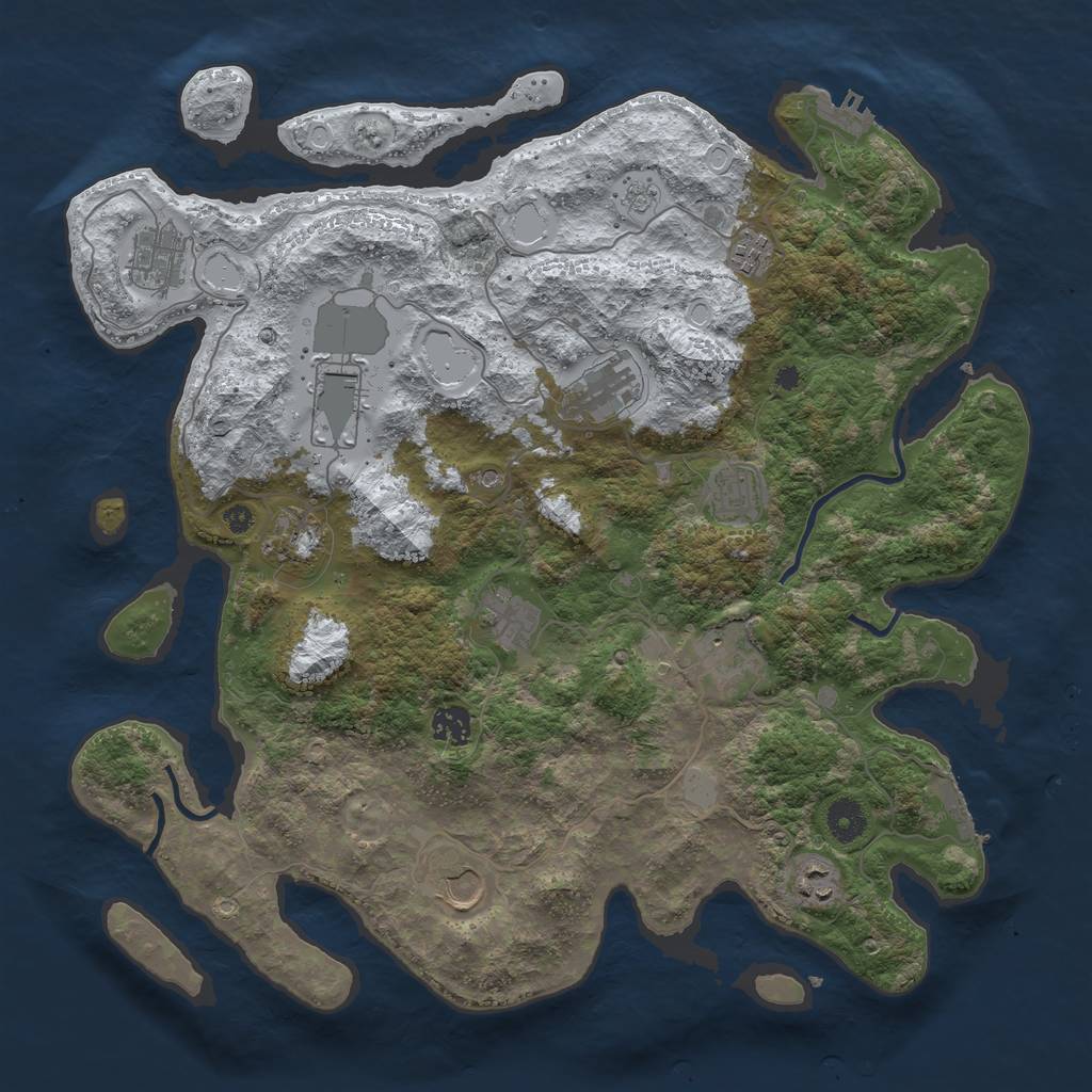 Rust Map: Procedural Map, Size: 3999, Seed: 1313, 20 Monuments
