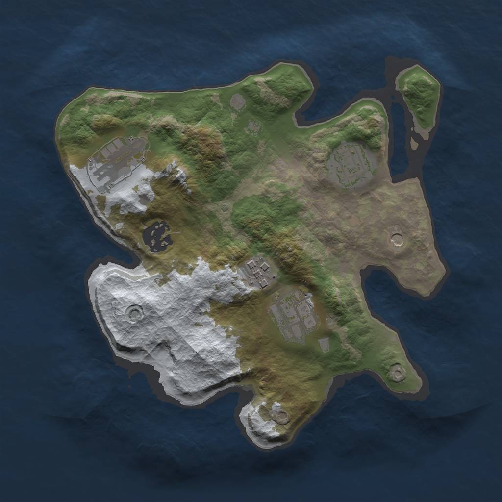 Rust Map: Barren, Size: 2500, Seed: 234332432, 8 Monuments