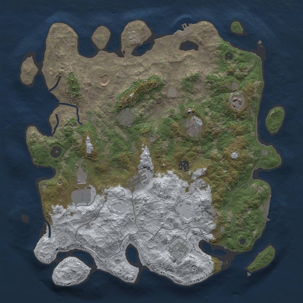 Rust Map: Procedural Map, Size: 4000, Seed: 315344, 18 Monuments