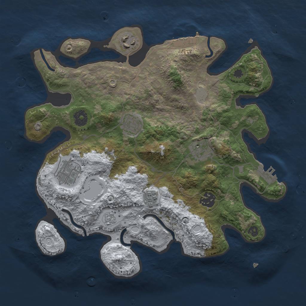 Rust Map: Procedural Map, Size: 3000, Seed: 1200426151, 14 Monuments