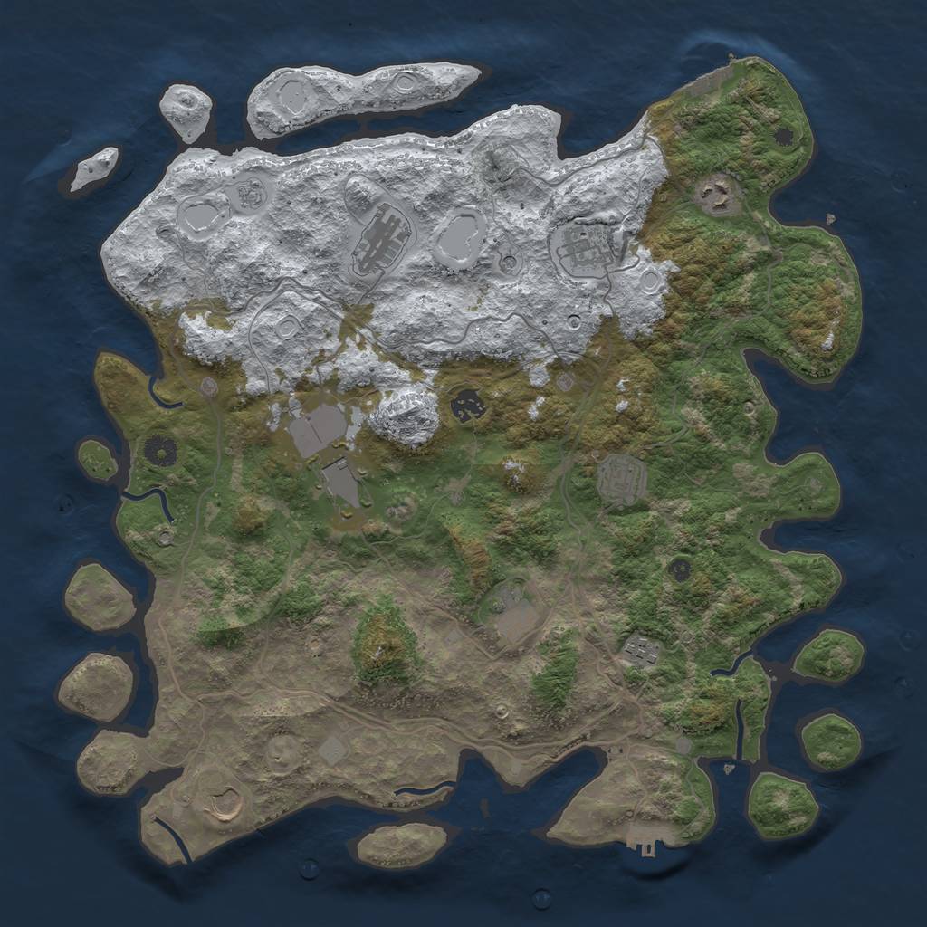 Rust Map: Procedural Map, Size: 4250, Seed: 3634265, 18 Monuments