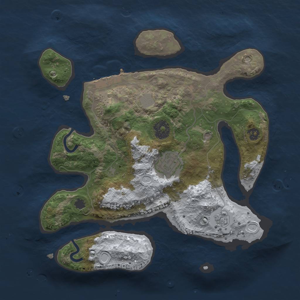Rust Map: Procedural Map, Size: 2500, Seed: 1213762234, 8 Monuments