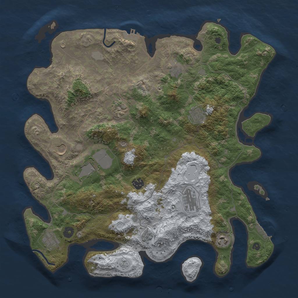 Rust Map: Procedural Map, Size: 4000, Seed: 3242352, 19 Monuments