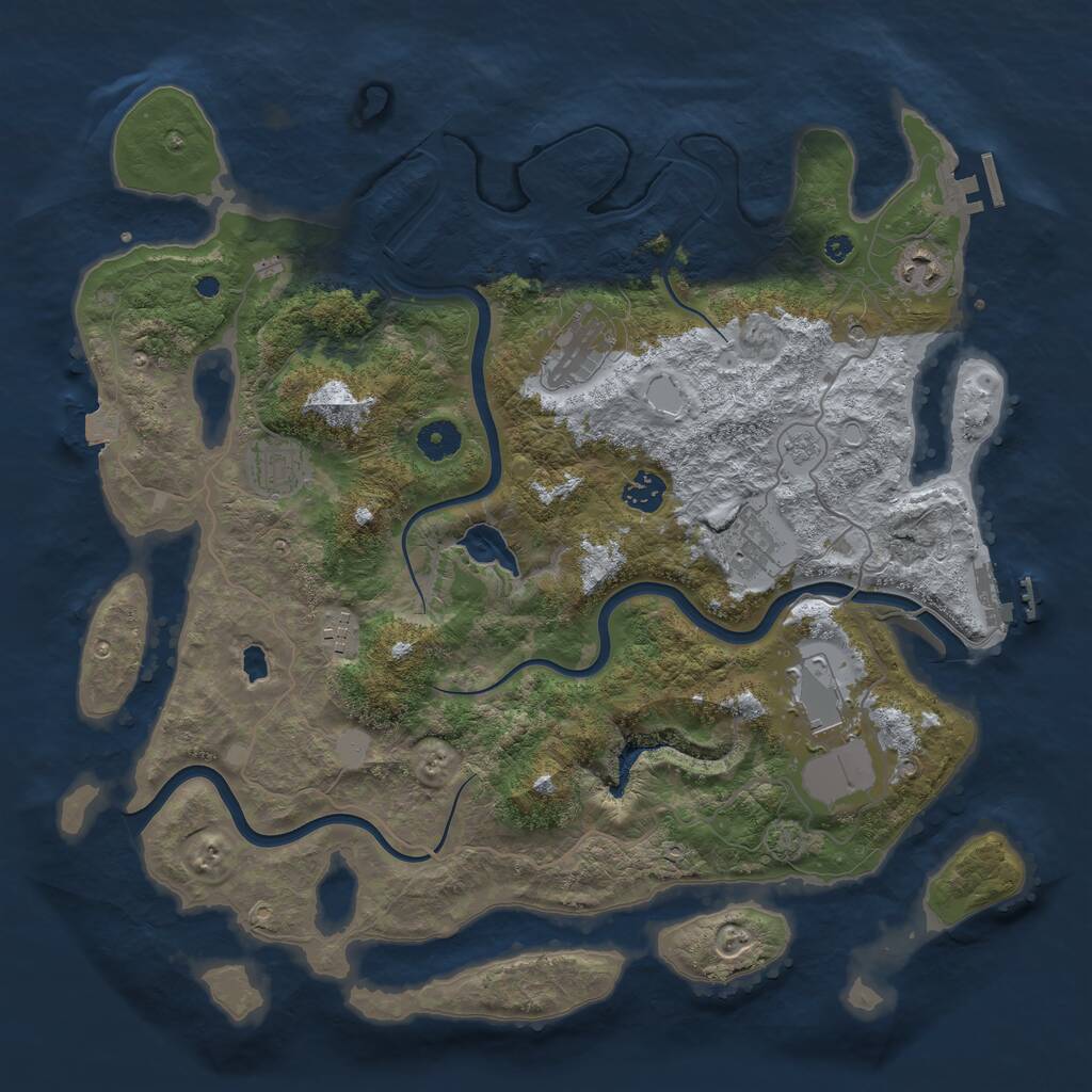 Rust Map: Procedural Map, Size: 4000, Seed: 314419, 13 Monuments