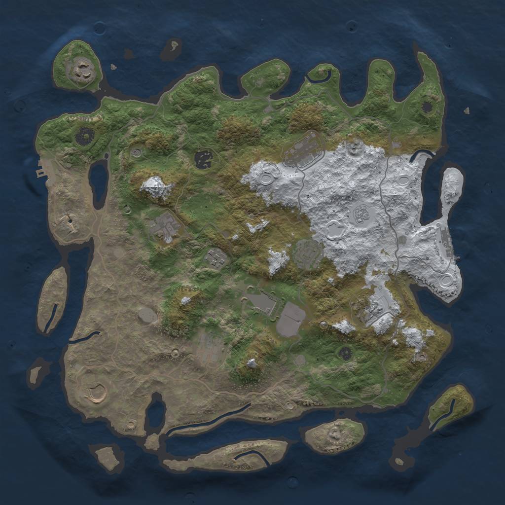 Rust Map: Procedural Map, Size: 4000, Seed: 314419, 19 Monuments