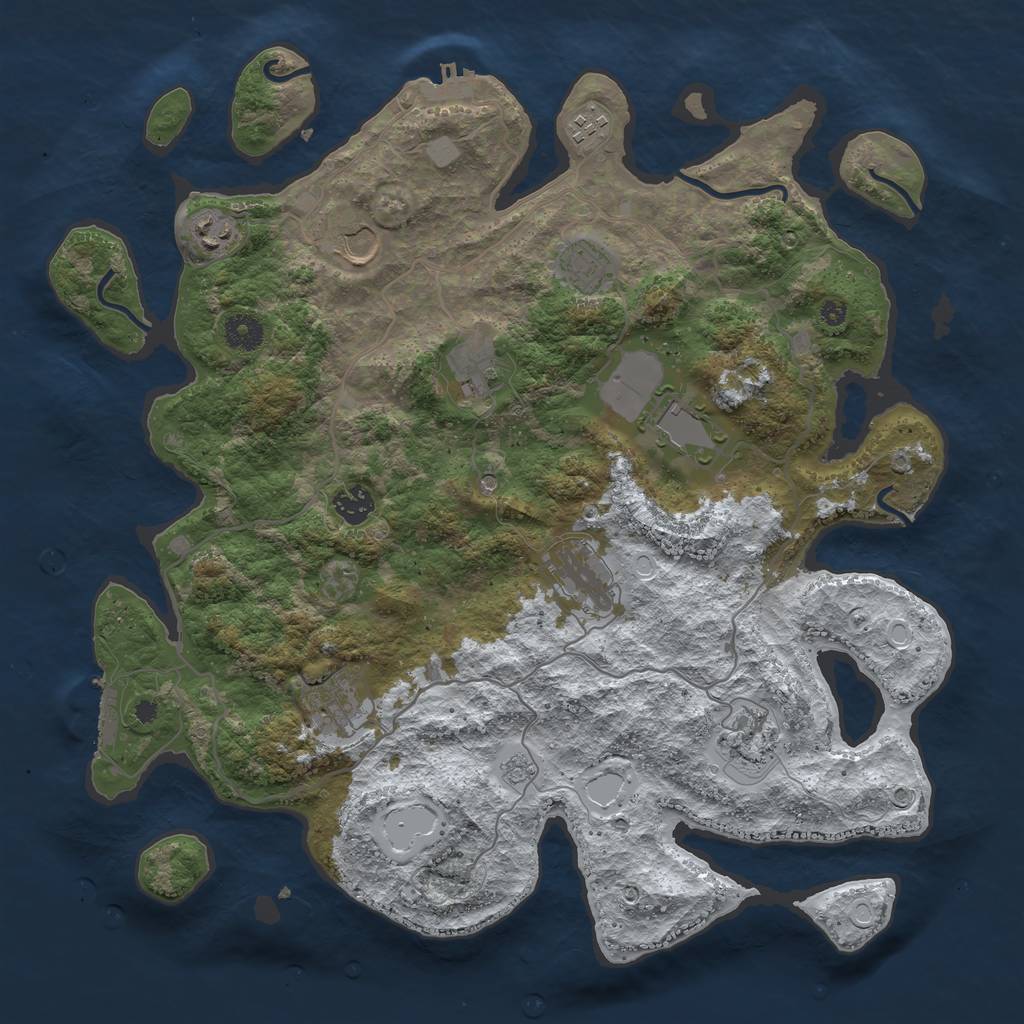 Rust Map: Procedural Map, Size: 4000, Seed: 800489, 19 Monuments